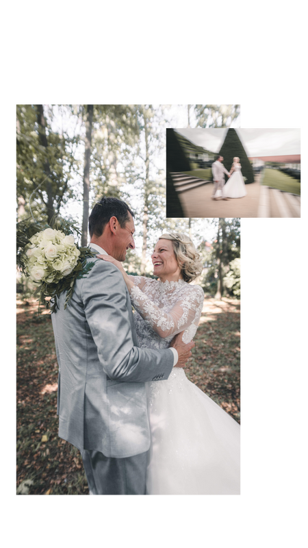 Collage aus Brautpaarshooting von zwei Hochzeiten